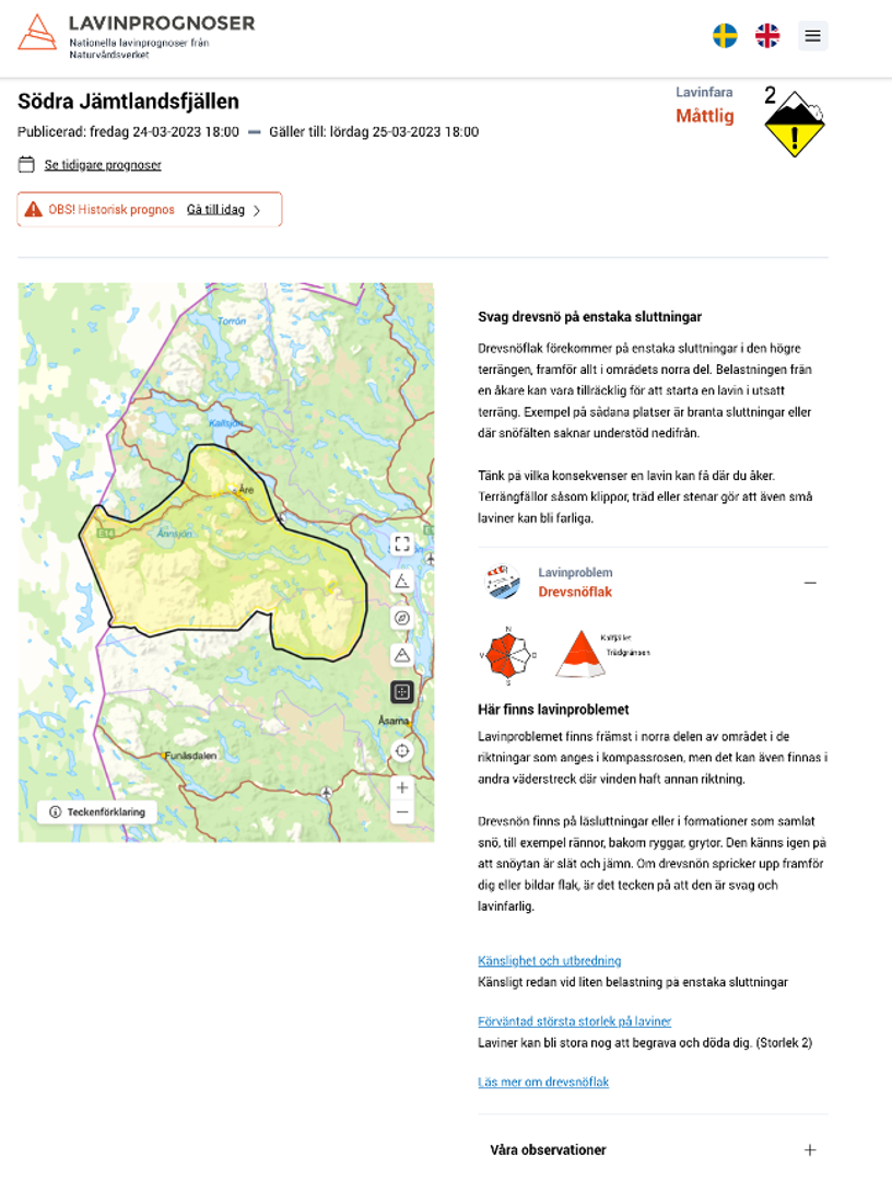 Om lavinprognosen